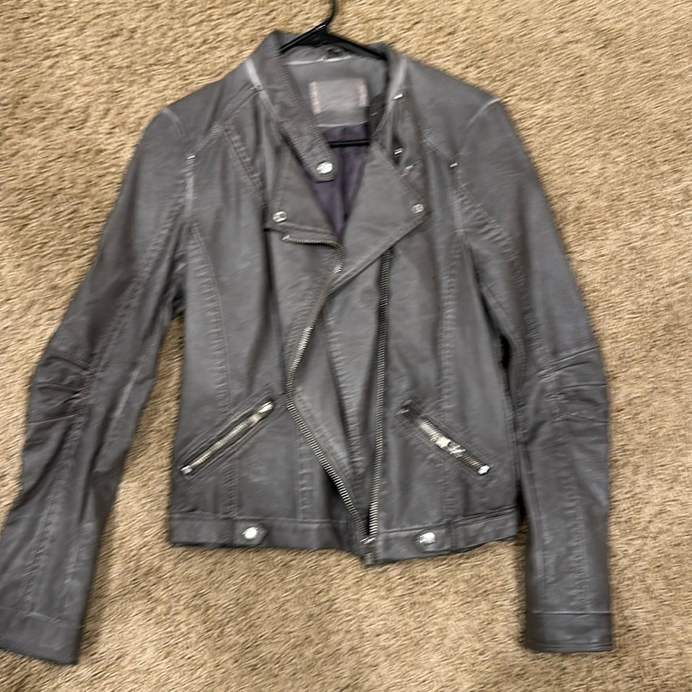 Gray leather jacket